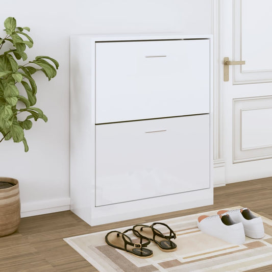 Scarpiera 63X24X In Legno Multistrato Bianco Lucido