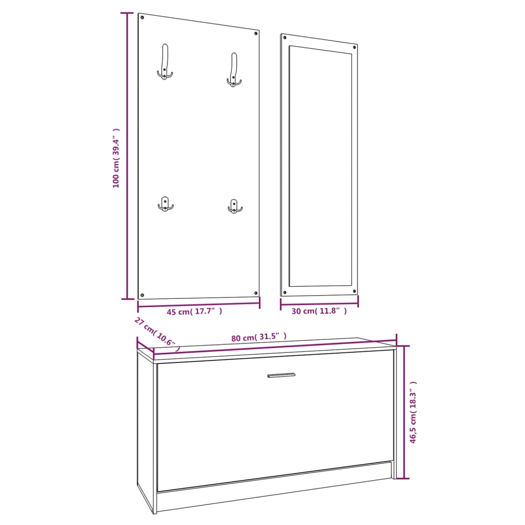 Set Scarpiere 3 In 1 In Legno Multistrato