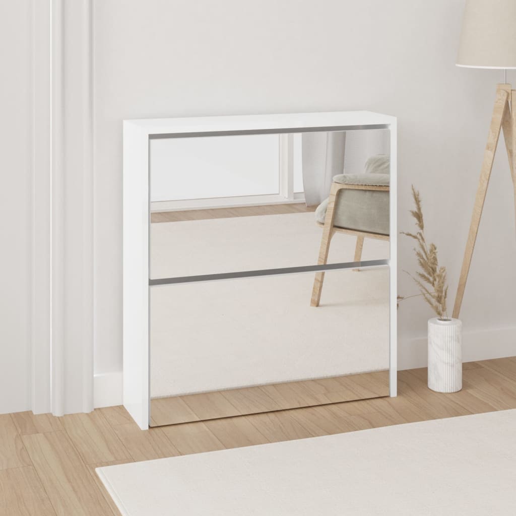 Scarpiera Con 3 Ripiani E Specchio 63X17X102,5 Cm