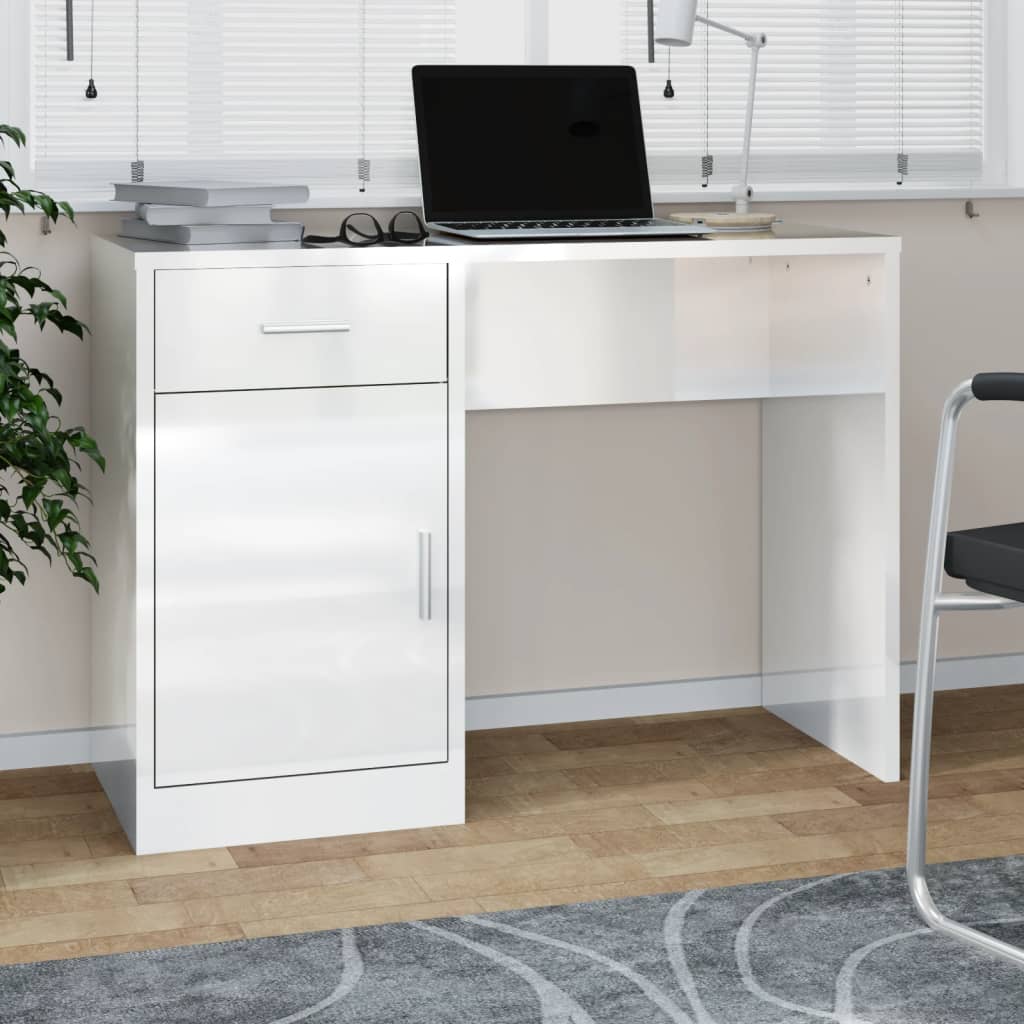 Scrivania Con Cassetto E Armadietto Bianca 100X40X73 Cm