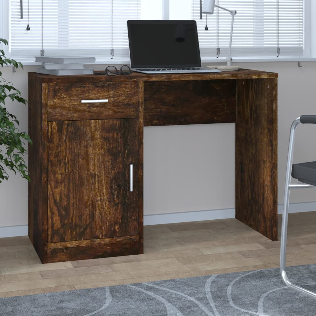 Scrivania Con Cassetto E Armadietto Bianca 100X40X73 Cm