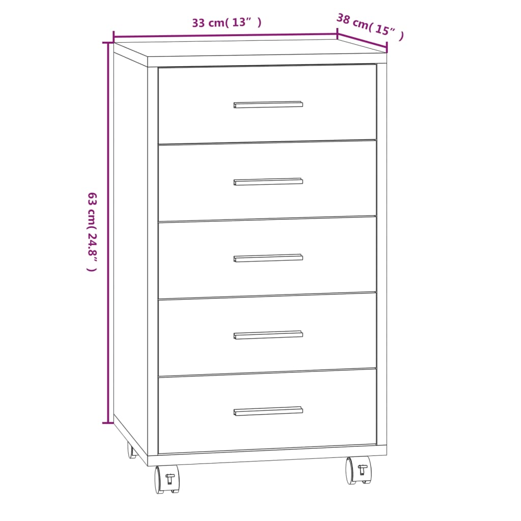 Cassettiera Con Ruote In Legno Multistrato