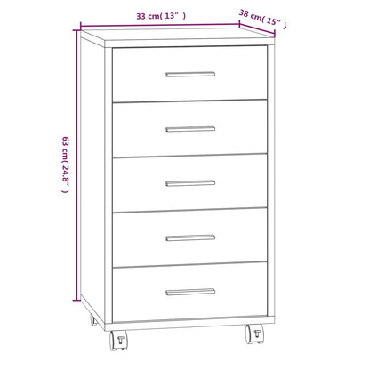 Cassettiera Con Ruote In Legno Multistrato