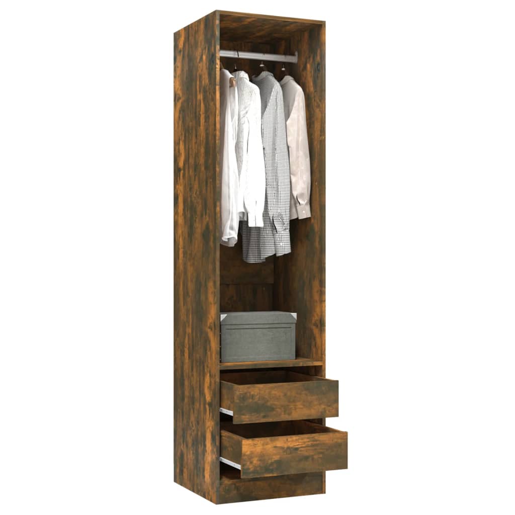 Armadio Con Cassetti Legno Multistrato Rovere Fumo
