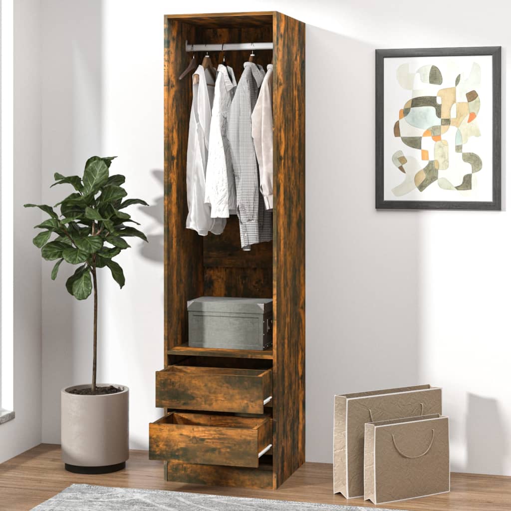 Armadio Con Cassetti Legno Multistrato Rovere Fumo