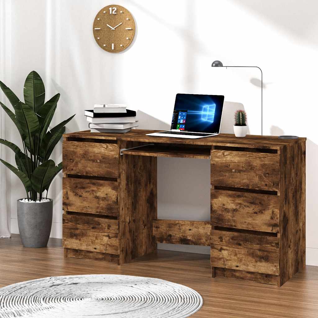 Scrivania Nera 140X50X77 Cm In Legno Multistrato
