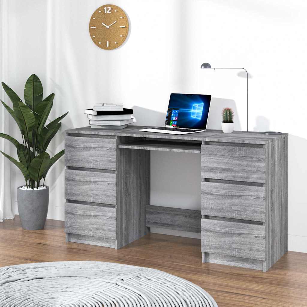 Scrivania Nera 140X50X77 Cm In Legno Multistrato