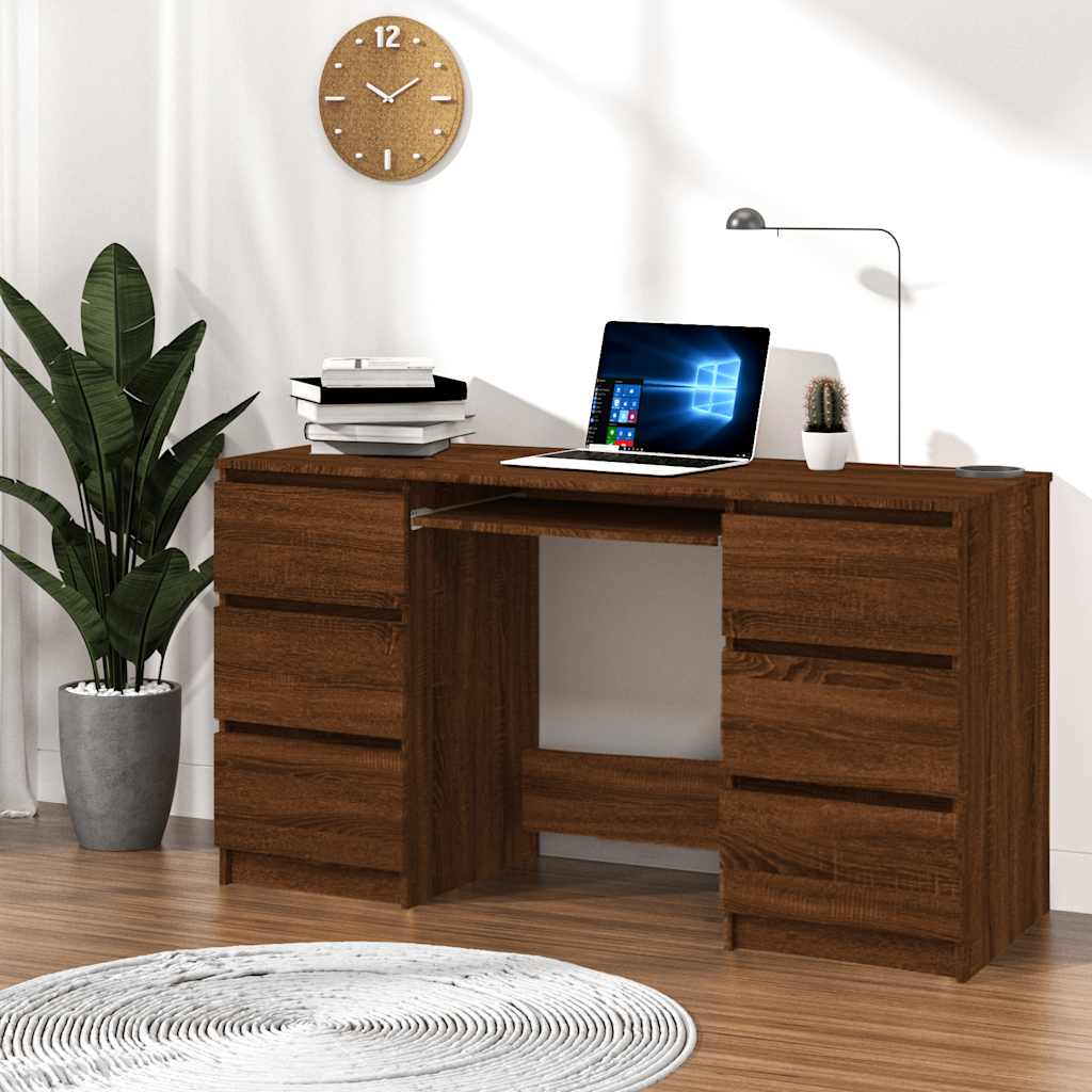 Scrivania Nera 140X50X77 Cm In Legno Multistrato