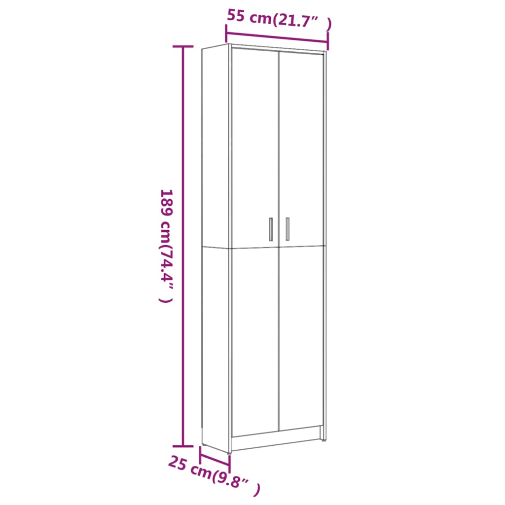Armadio Corridoio 55X25X189 Cm Legno Multistrato