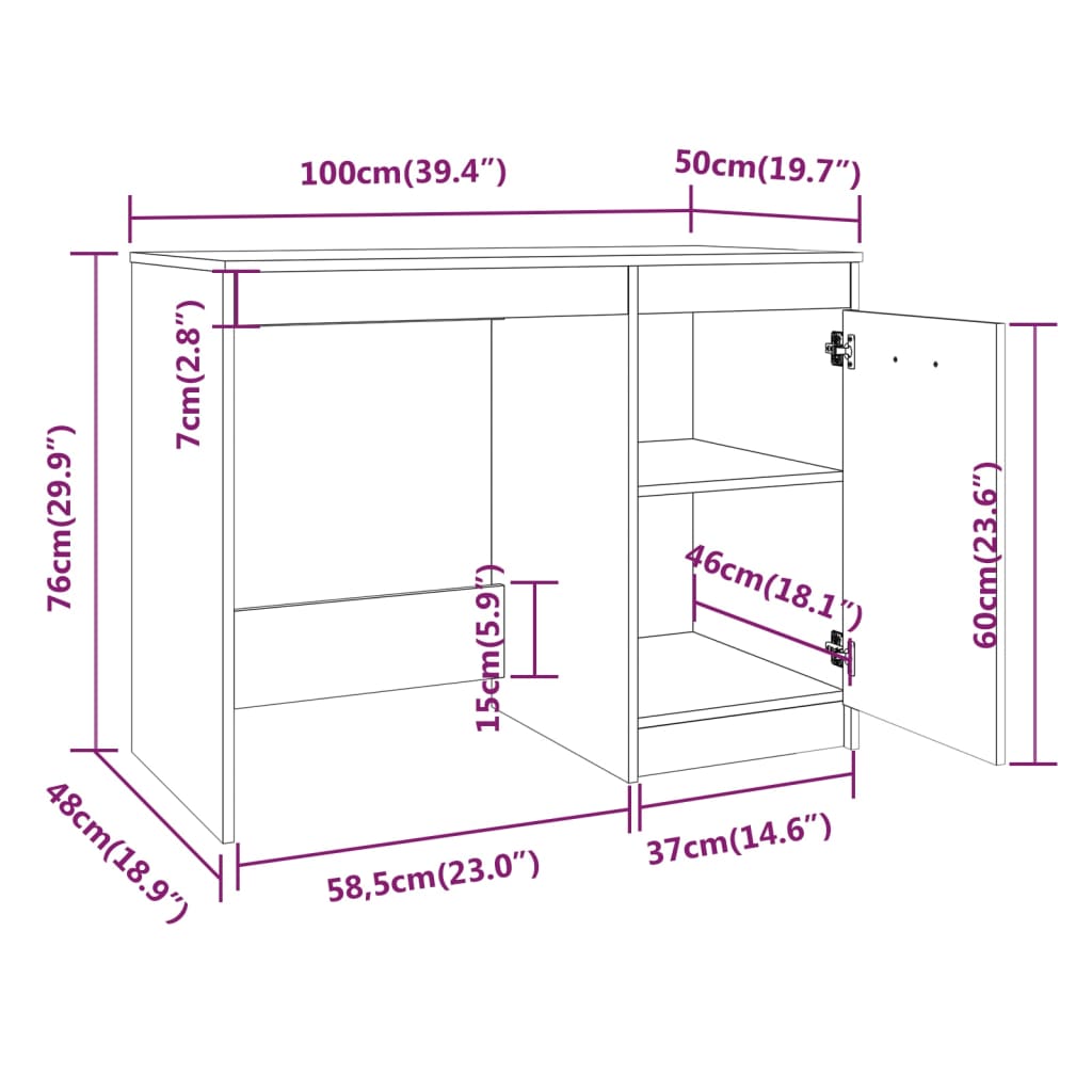 Scrivania 100X50X76 Cm In Legno Multistrato