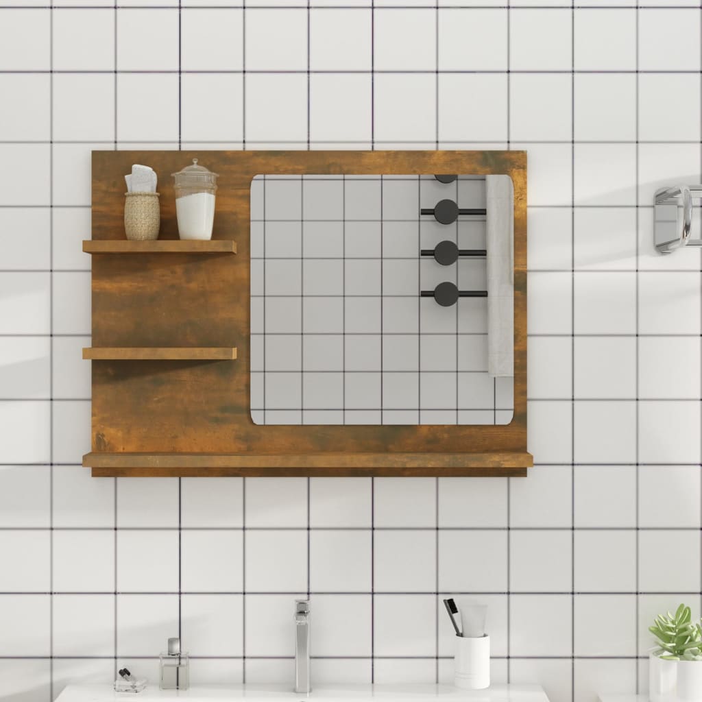 Armadietto A Specchio Da Bagno Legno Vecchio 60X10,5X45 Cm