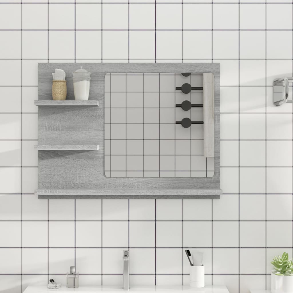 Armadietto A Specchio Da Bagno Legno Vecchio 60X10,5X45 Cm