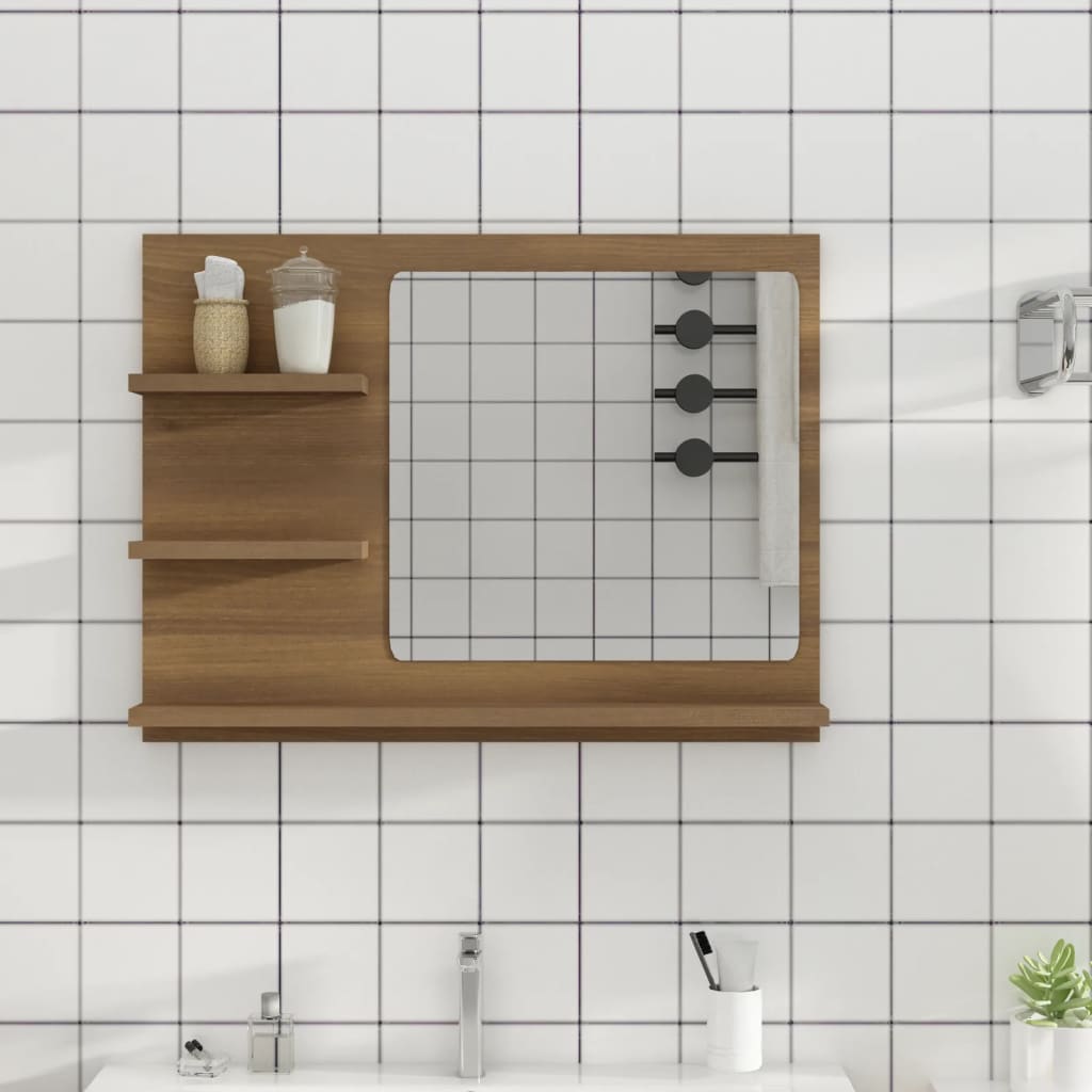 Armadietto A Specchio Da Bagno Legno Vecchio 60X10,5X45 Cm