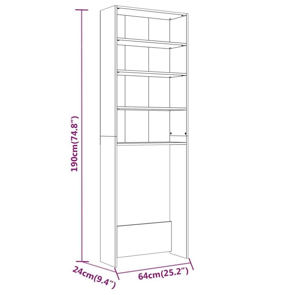 Mobile Per Lavatrice 64X24X190 Cm