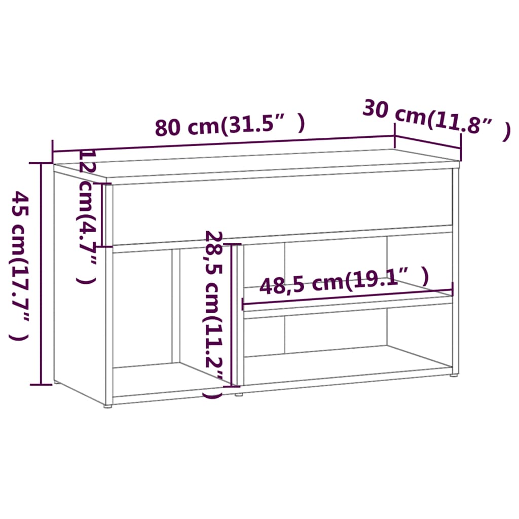 Scarpiera 80X30X45 Cm In Legno Multistrato
