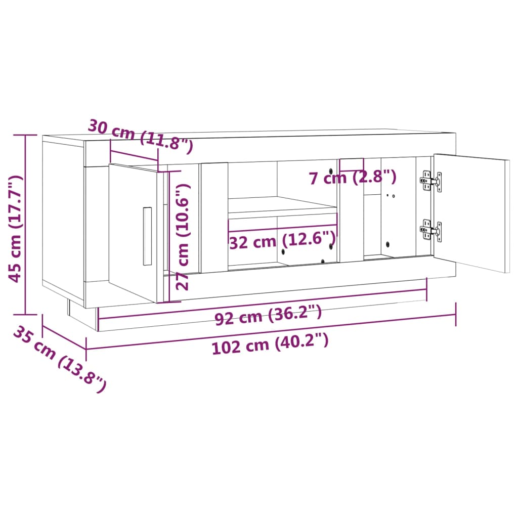 Mobile Porta Tv 102X35X45 Cm In Legno Multistrato