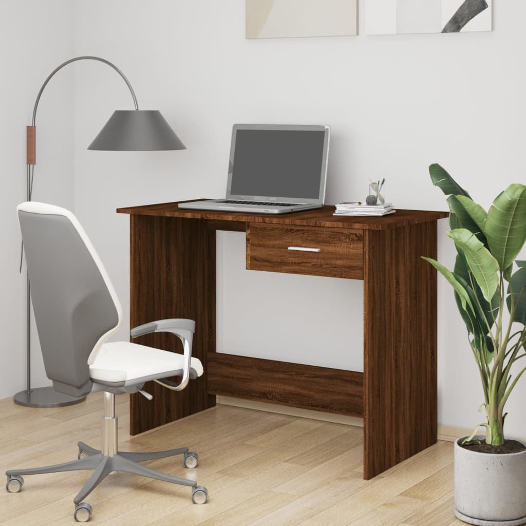 Scrivania Bianca 100X50X76 Cm In Legno Multistrato