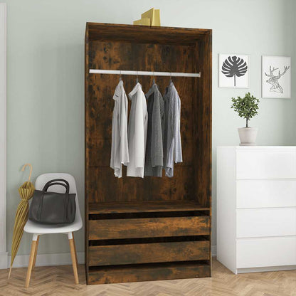 Armadio Con Cassetti Legno Multistrato Rovere Fumo