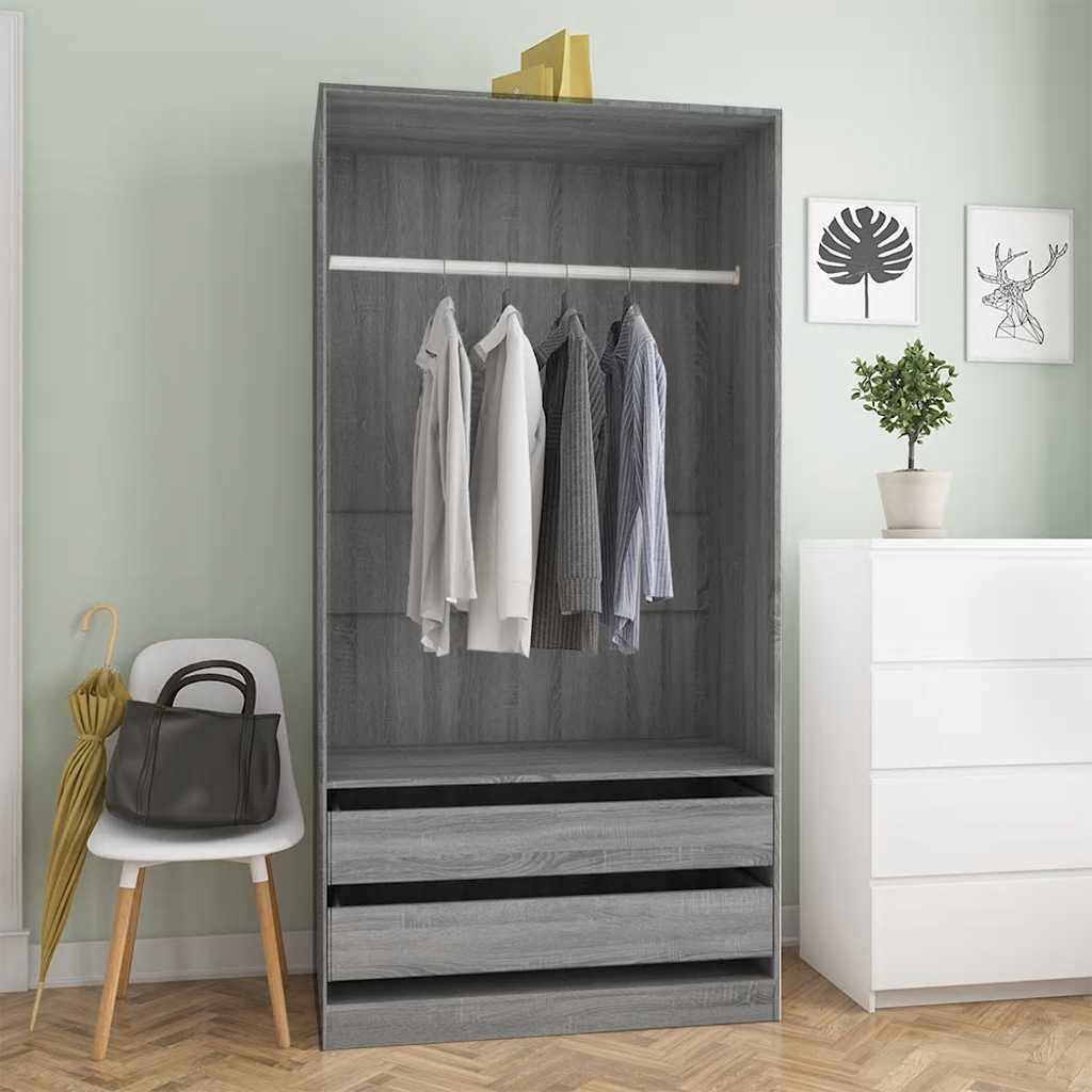 Armadio In Legno Multistrato Grigio Sonoma