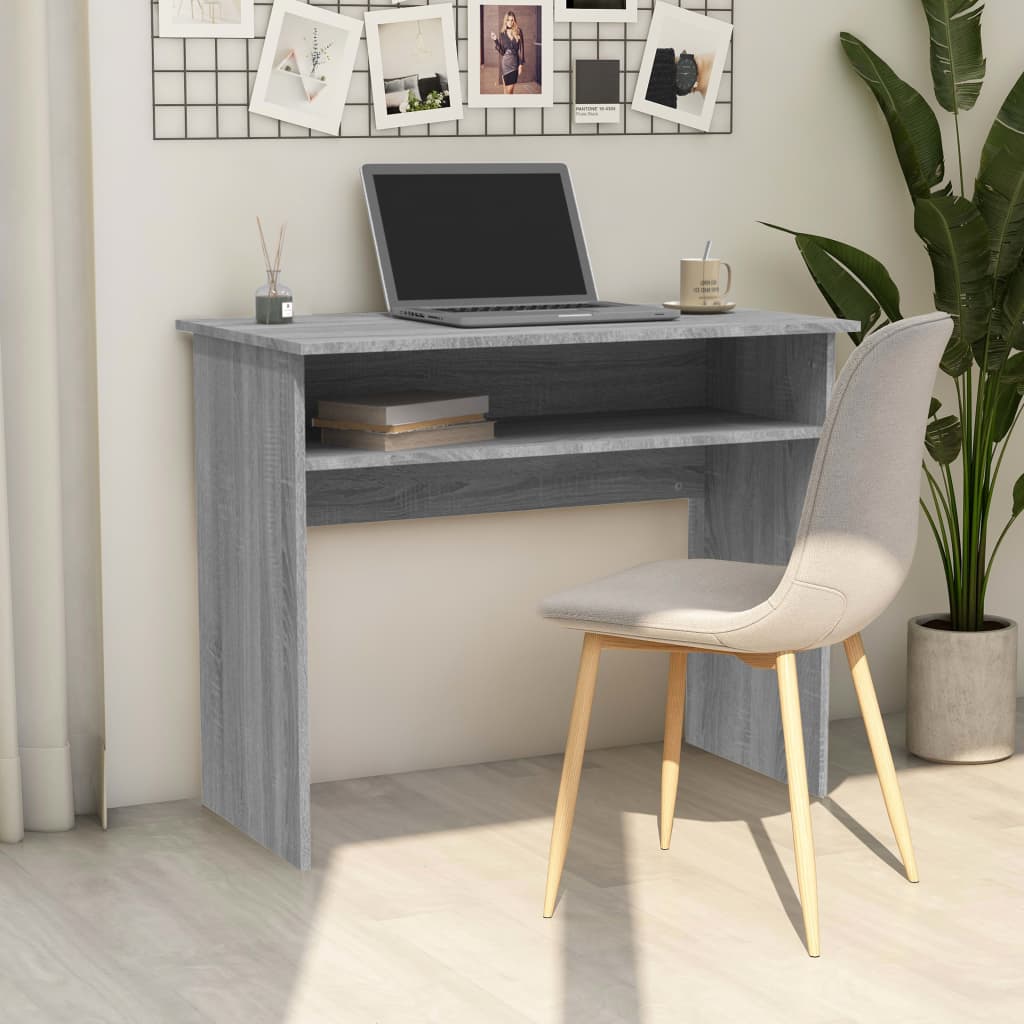 Scrivania Nera 90X50X74 Cm In Legno Multistrato