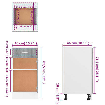 Mobile Con Cassetto “Lyon” 40X46X81,5 Grigio Sonoma