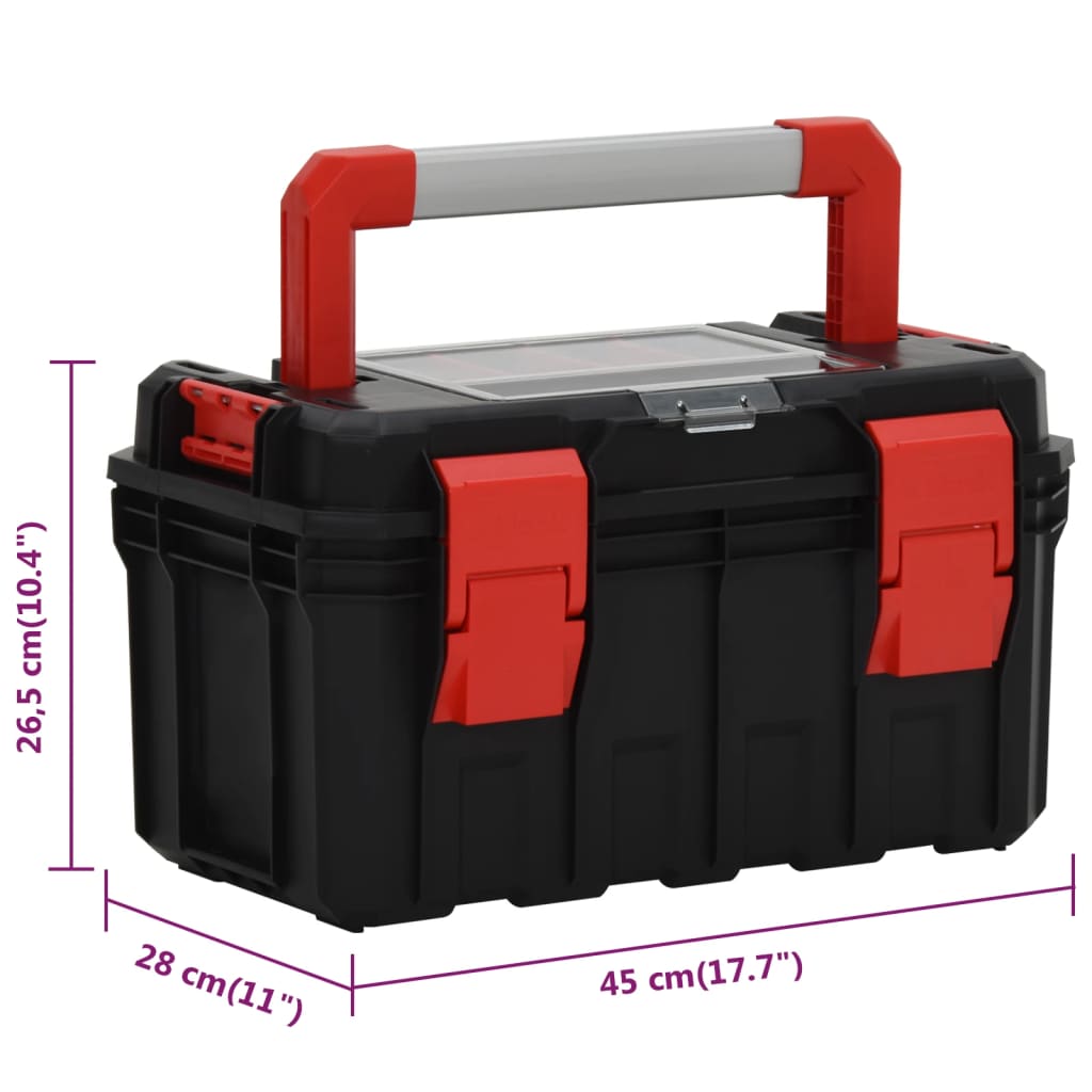 Cassetta Degli Attrezzi Nera E Rossa 45X28X26,5 Cm