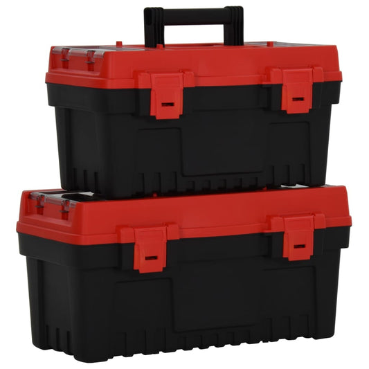 Set Cassette Degli Attrezzi 2 Pz Nero E Rosso In Polipropilene