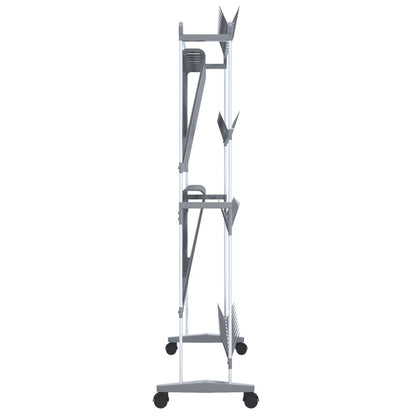 Scarpiera Con Ruote Argento 89X27X120 Cm