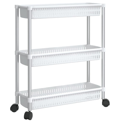 Carrello Portaoggetti A 3 Livelli Argento E Bianco In Alluminio