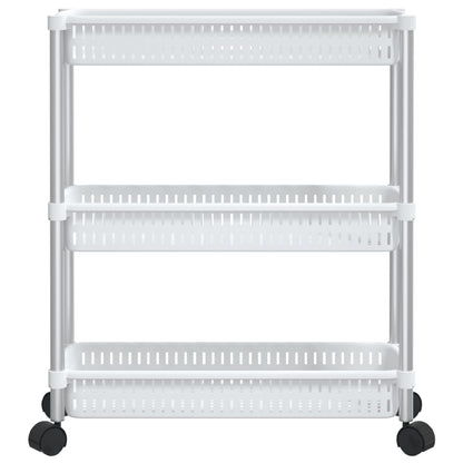 Carrello Portaoggetti A 3 Livelli Argento E Bianco In Alluminio