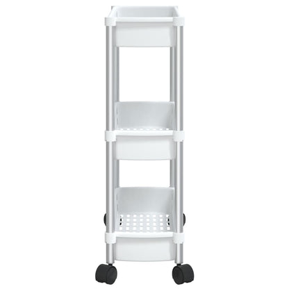 Carrello Portaoggetti A 3 Livelli Argento E Bianco In Alluminio