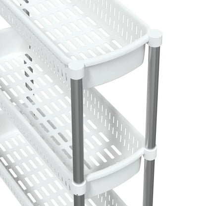 Carrello Portaoggetti A 3 Livelli Argento E Bianco In Alluminio