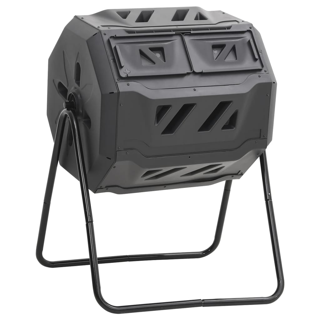 Compostiera Da Giardino Nera 73X64X95 Cm Da 160 L