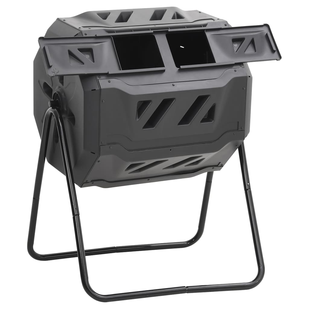 Compostiera Da Giardino Nera 73X64X95 Cm Da 160 L