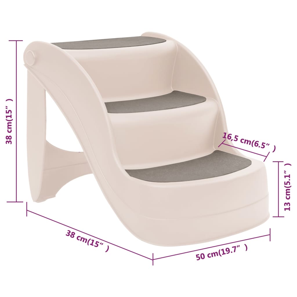 Scala Per Cani Pieghevole Con 3 Gradini 50X38X38 Cm In Plastica