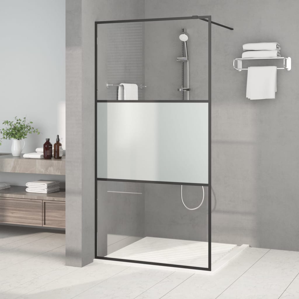 Parete Per Doccia Walk-In Vetro Esg Nera