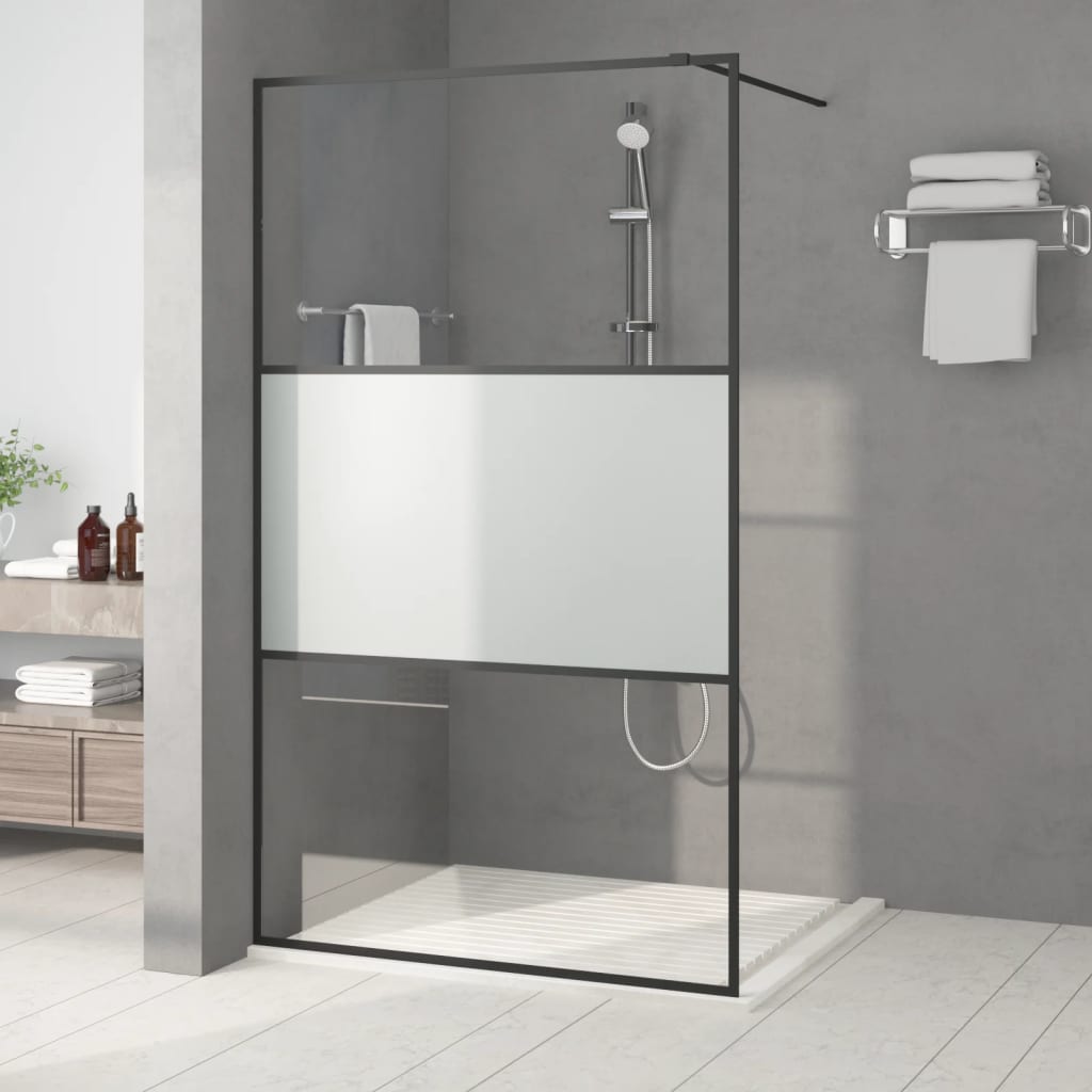 Parete Per Doccia Walk-In Vetro Esg Nera