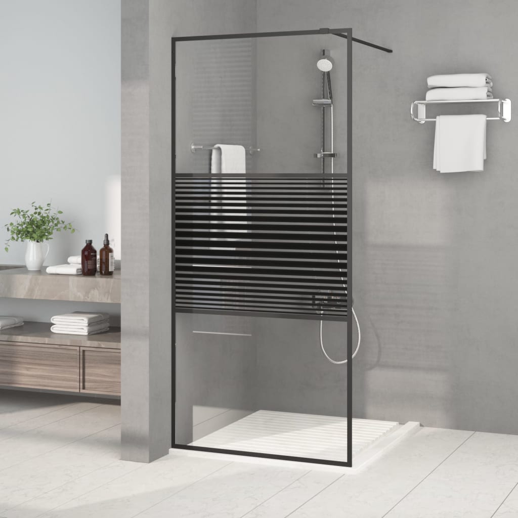Parete Per Doccia Walk-In Vetro Trasparente Esg 100X195Cm Nera