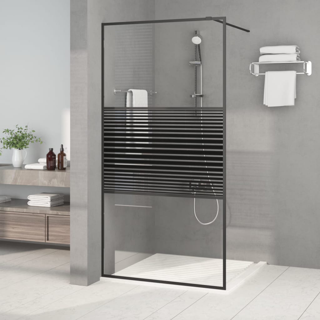 Parete Per Doccia Walk-In Vetro Trasparente Esg 100X195Cm Nera