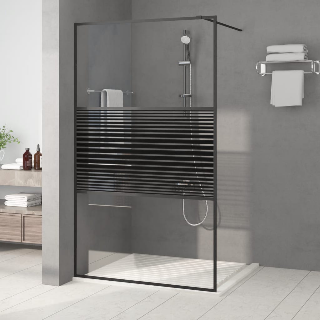 Parete Per Doccia Walk-In Vetro Trasparente Esg 100X195Cm Nera