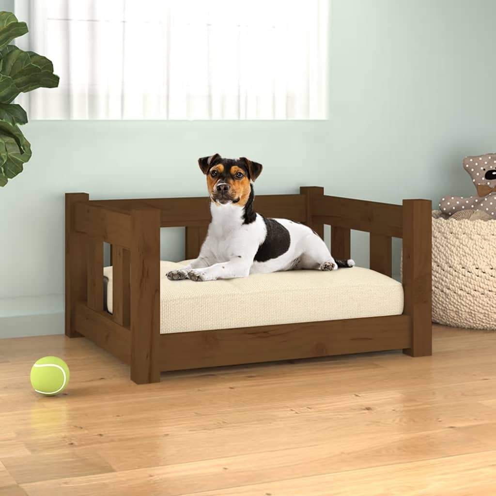 Cuccia Per Cani 75,5X55,5X28 Cm In Legno Massello Di Pino