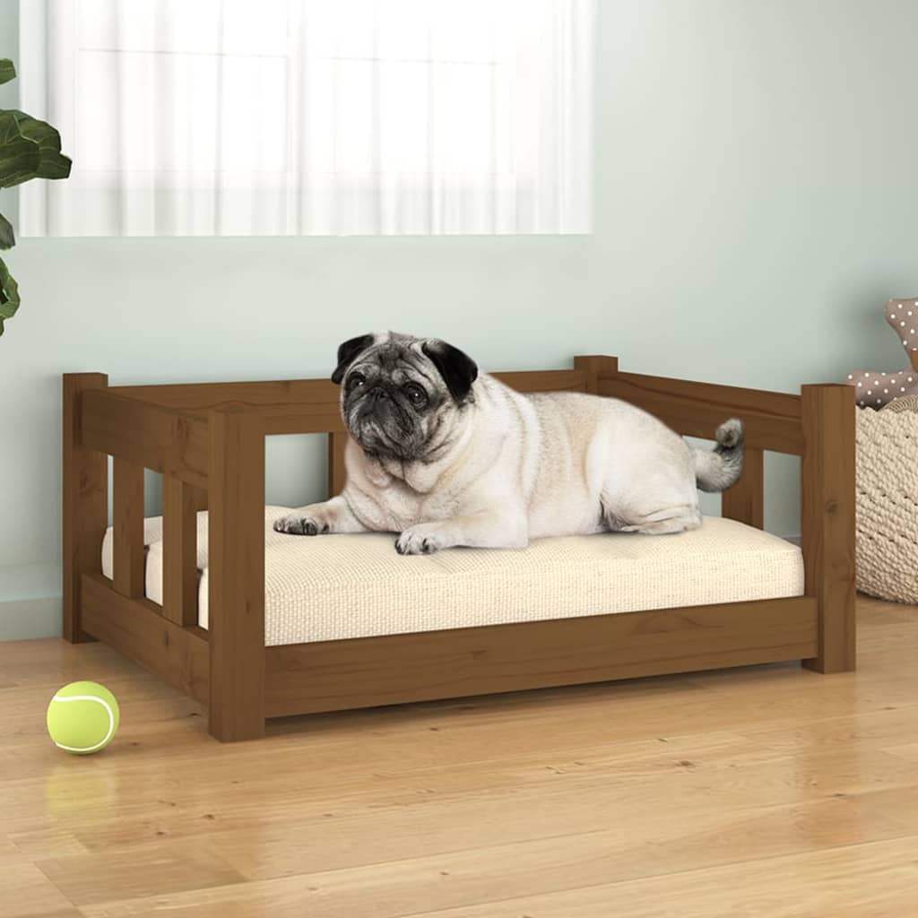 Cuccia Per Cani 75,5X55,5X28 Cm In Legno Massello Di Pino