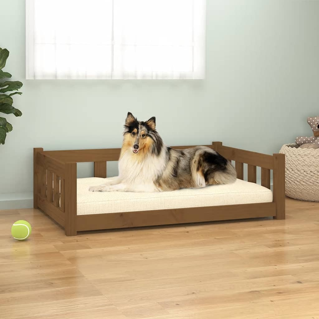 Cuccia Per Cani 75,5X55,5X28 Cm In Legno Massello Di Pino
