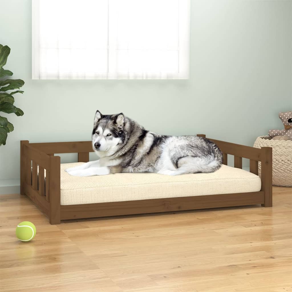 Cuccia Per Cani 75,5X55,5X28 Cm In Legno Massello Di Pino