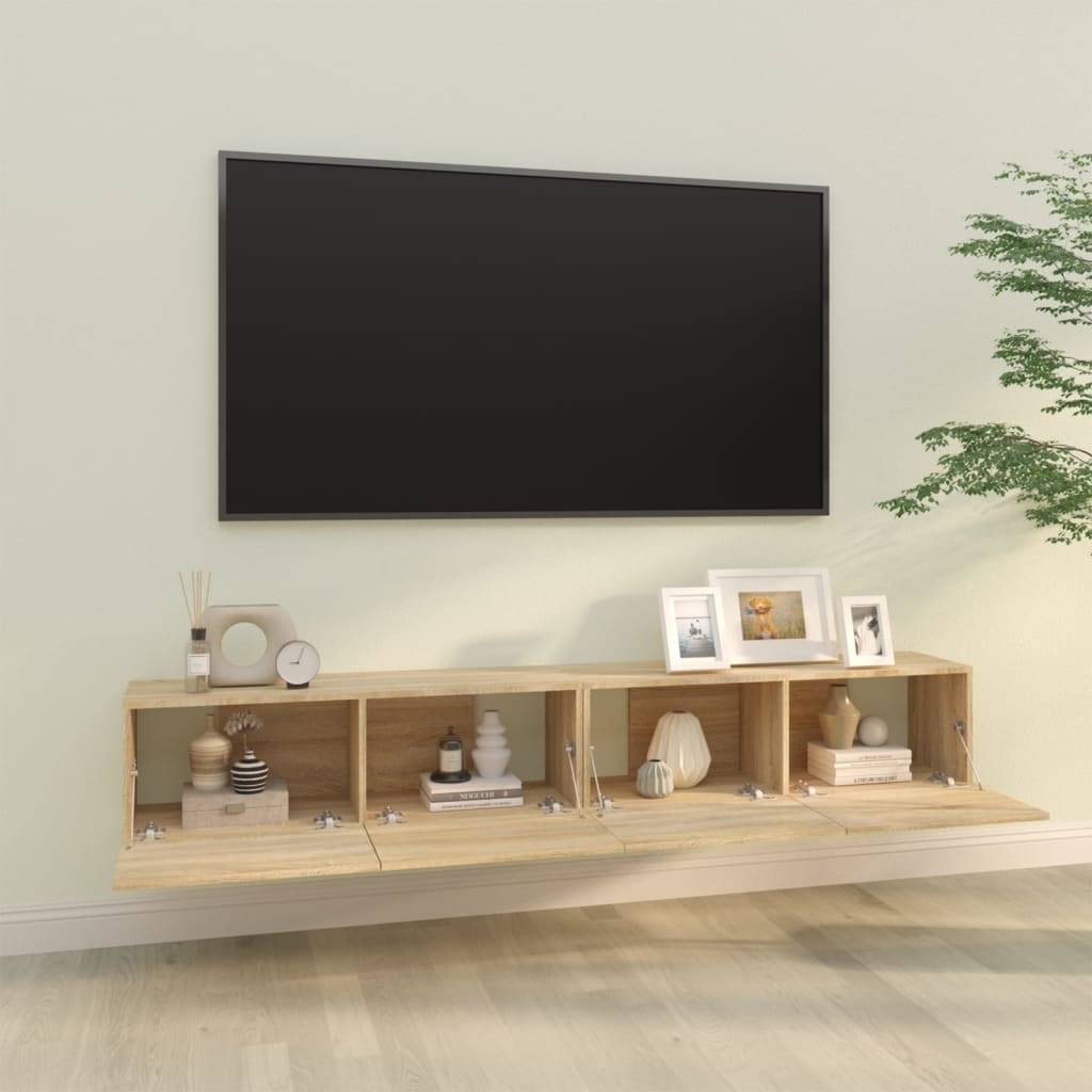 Mobili Tv Muro 2Pz 100X30X30 Cm Legno Multistrato
