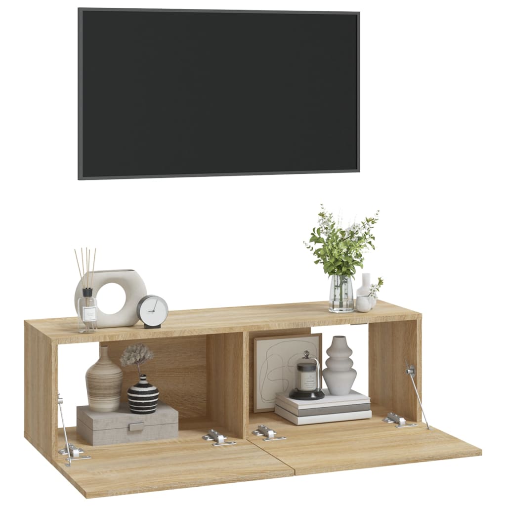 Mobili Tv Muro 2Pz 100X30X30 Cm Legno Multistrato