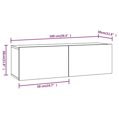 Mobili Tv Muro 2Pz 100X30X30 Cm Legno Multistrato