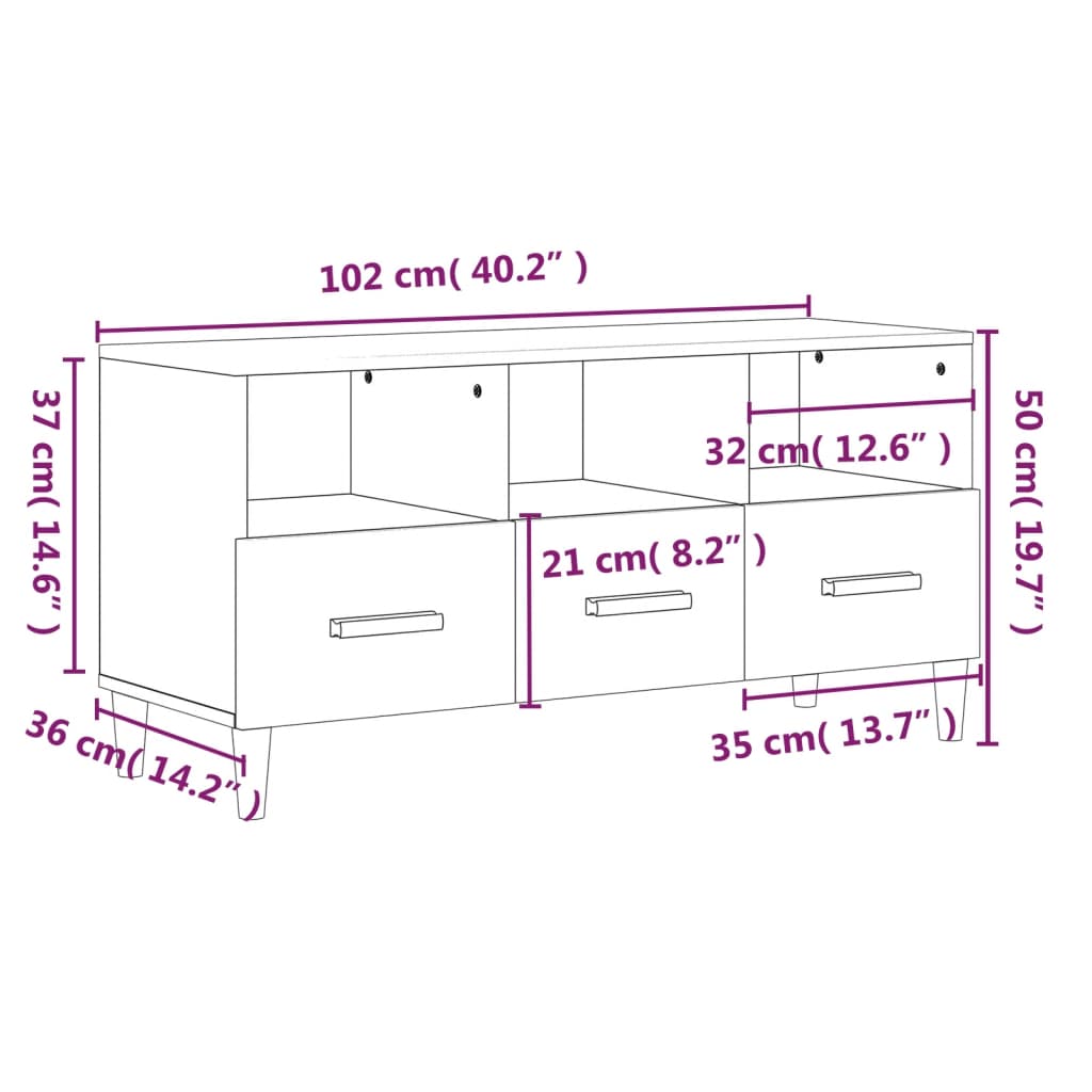 Mobile Porta Tv 102X36X50 Cm In Legno Multistrato