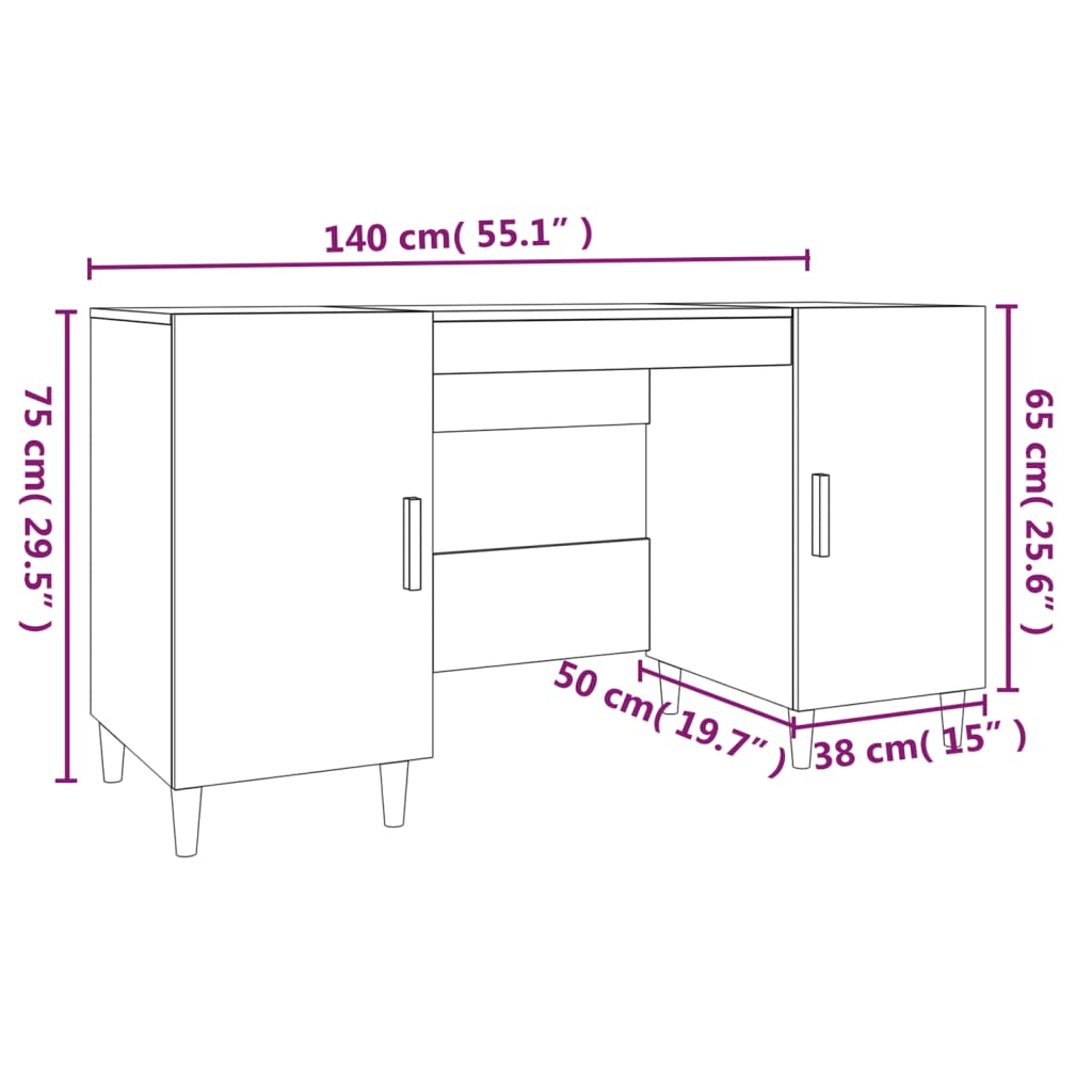 Scrivania 140X50X75 Cm In Legno Multistrato