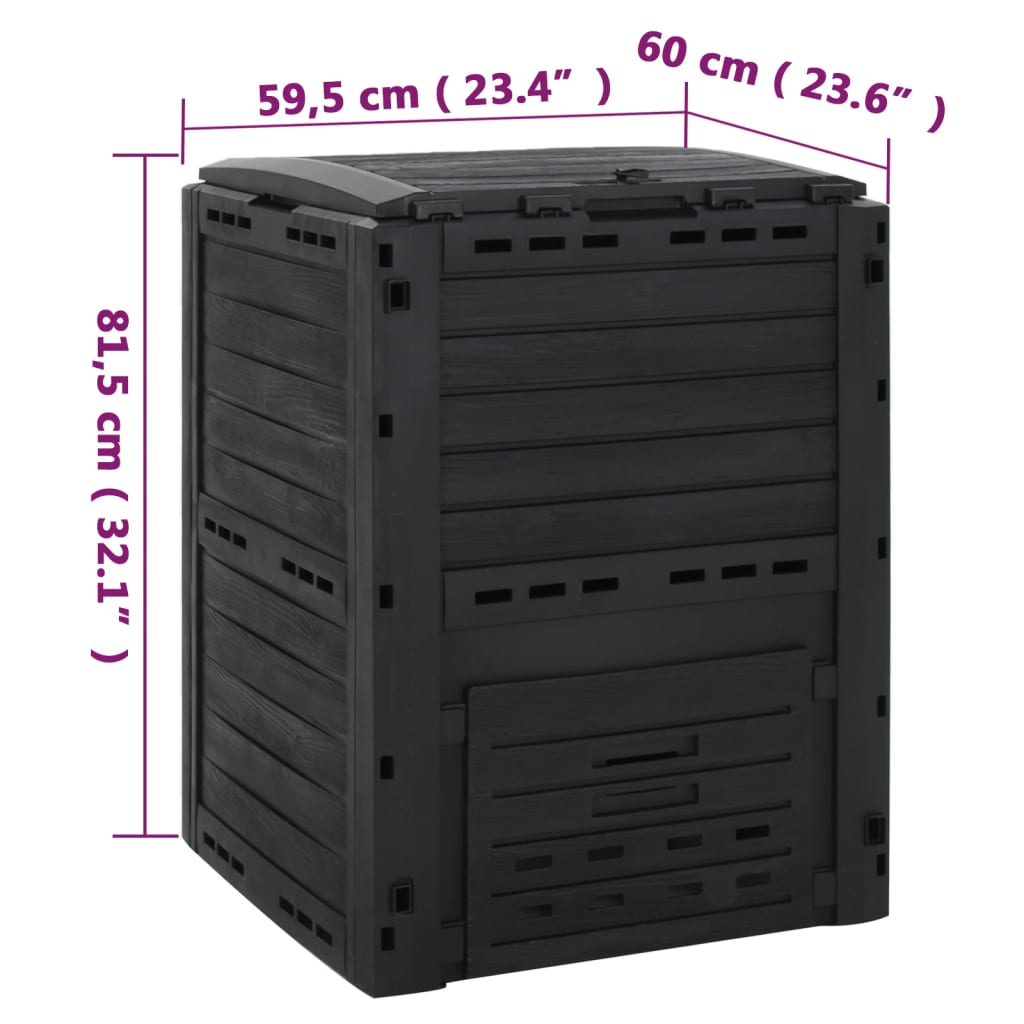 Compostiera Da Giardino Nera 280 L In Polipropilene